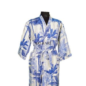 Peignoir de luxe en kantha de qualité supérieure pour femme – Élégant, long, fait main, idéal pour l'été - Product Image 3