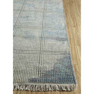 Tapis Uvenuti noué à la main en laine et soie, motif abstrait bleu oriental, modèle de designer de haute qualité pour chambre et salon Skws-57 - Product Image 4