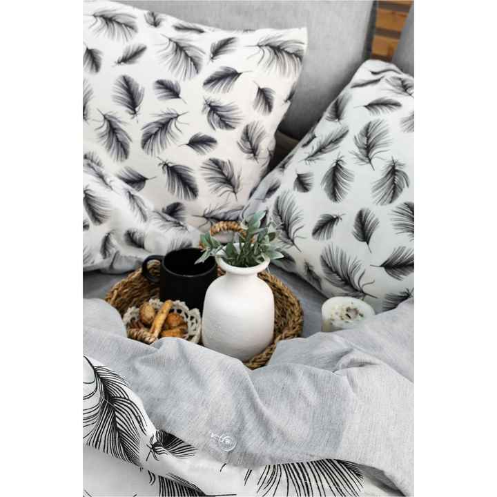 Double Cotton Boxed Duvet Cover Set Feather Patterned Double Sided