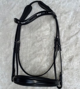 Tachuela de caballo ecuestre acolchada blanca con brida de cuero de vaca de alta calidad con banda de nariz sueca para deportes de carreras y equitación - Product Image 2