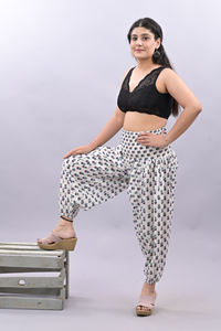 Handmade Cotton <b>Harem</b> Pants for Women High Waist Wide Leg Casual <b>Trousers</b> Breathable Plus Size Design - Product Image 2
