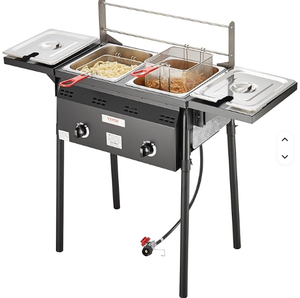 Friteuse professionnelle à double foyer, 16 Qt, en acier inoxydable, avec paniers et couvercles amovibles - Product Image 4
