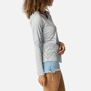 Camisa de manga larga para adultos teñida Lisa para mujer ajustada elástica/nuevas camisetas de manga larga para mujer de alta calidad personalizadas - Product Image 2