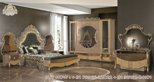 Crown Style Hand Carved <b>Bed</b> With Nightstand Maharaja Style Bedroom Furniture Set <b>Royal</b> Look Hand Carved <b>Bed</b> With Nightstands - Product Image 2