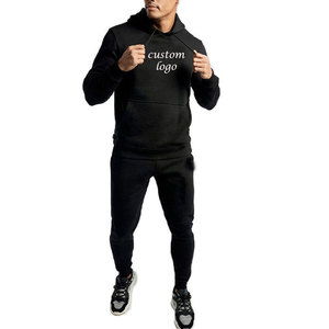 Ensemble de sweat à capuche pour homme en coton OEM imprimé à manches longues pull à capuche noir vêtements de sport de gymnastique survêtements taille XL vente en gros - Product Image 1