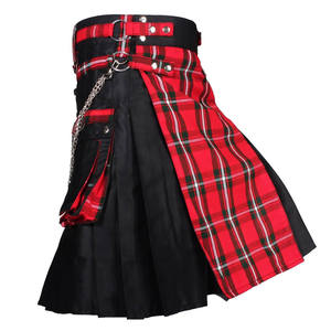 Kilt utilitaire noir de style gothique écossais avec un tablier avant en tartan Macgregor et des chaînes 2026 - Product Image 3