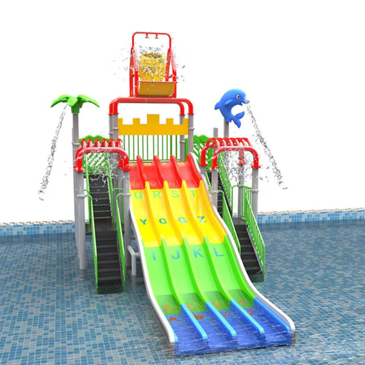 New Design Multiplayer Amusement Park Equipment Commercial Outdoor Playground Kids Water Park Slide