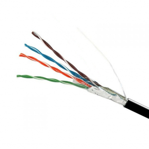 Cable <span class=keywords><strong>UTP</strong></span> 4*2*0,51 CCA PVC negro <span class=keywords><strong>Cat5e</strong></span> instalación al aire libre FTP LAN Cable par trenzado cobre revestido aluminio red FTP Cable - Product Image 1
