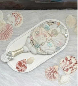 Portable Seashell <b>Hand</b> <b>Mirror</b> Handmade Vietnam Beauty Accessory - Product Image 5