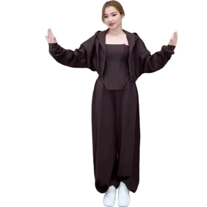 Conjunto Casual de Dos Piezas para Mujer, Sudadera con Capucha, Chaleco, Pantalones, Traje Deportivo de Verano, Pantalones con Capucha, Ropa Deportiva - Product Image 1