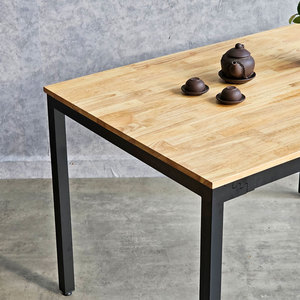 Mesa de Comedor Rectangular de 120x80cm de Madera de Caucho con Patas de Hierro, Requiere Ensamblaje, Material de Placa de Roca para Sala de Estar BA68173 - Product Image 3