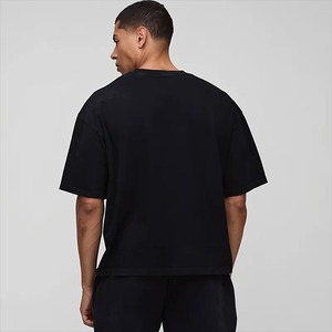 Camiseta de algodón holgada de secado rápido sólido de gran tamaño Formal de verano para hombre 100% Top de cuello de moda de lona pura - Product Image 3