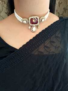 สร้อยคอทับทิมสีแดงทับทิมชุดเครื่องประดับเพชรสร้อยคอจากดีไซเนอร์สร้อยคอที่ได้แรงบันดาลใจจากการออกแบบเครื่องประดับงานแต่งงานของราชวงศ์ - Product Image 3