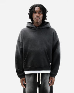 Sweats à capuche thermiques délavés au soleil pour hommes de haute qualité brodés sur mesure Design lavé à l'acide pour la saison d'hiver Entretien OEM - Product Image 2