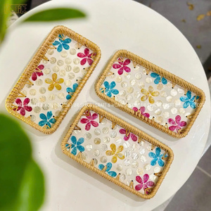 Premium Rattan Tray Handmade Decorative Woven <b>Basket</b> for Dining Table Home Decor Coffee and Tea Serving Export - Product Image 3