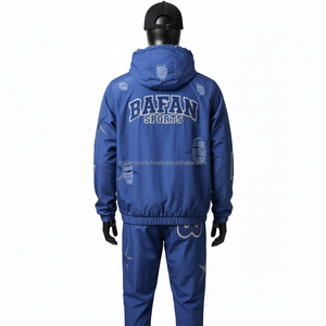 Survêtement coupe-vent 210 GSM Tissu polyester durable Couleur bleue Logo personnalisé Broderie Transfert de chaleur Conception Ensemble coupe-vent - Product Image 2