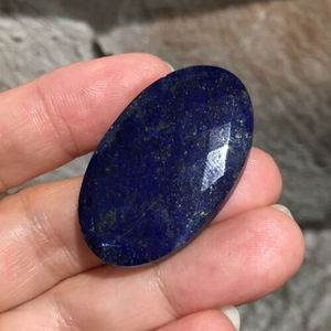 Cabochon de Lapis Lazuli bleu foncé naturel 39.5x24x6mm pierre précieuse en vrac à facettes ovale économique pour bague et pendentif bijoux - Product Image 3