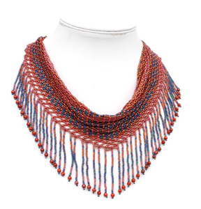 Magnifique collier écharpe perlé fait main de haute qualité, style western unique, bandana perlé à franges - Product Image 1