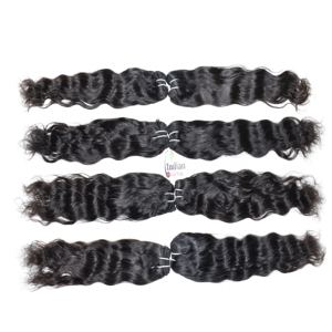 Extensions de cheveux humains vierges indiennes 100% noires, brins ondulés, vente en gros, cuticules alignées, donneur unique, aspect naturel - Product Image 2