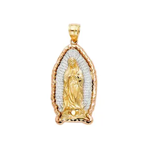 Luxus-Modeschmuck 14 Karat zweifarbig vergoldet Our Lady of Guadalupe Anhänger mit Ketten trend zubehör