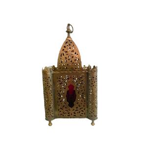 Linternas decorativas de estilo vintage con vidrio de colores, decoración interior, artesanía, linterna de metal marroquí chapada en oro para balcón - Product Image 1