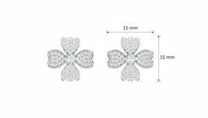 High Quality Diamond <b>Heart</b> Clover Stud <b>Earrings</b> Offering Radiant Sparkle & Refined Detailing Perfect For Weddings Romantic Gifts - Product Image 3