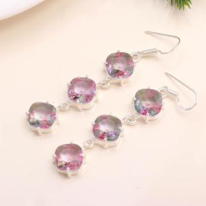 Boucles d'oreilles pendantes tendance en argent sterling 925 avec bio-tourmaline, cadeau de mariage chrétien, bijoux pour femmes - Product Image 4