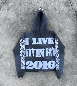 Sweat-shirt oversize streetwear pour fabricants, lavage à l'acide, broderie de strass, patch en coton, col double couche, sweat-shirt personnalisé pour l'hiver - Product Image 5