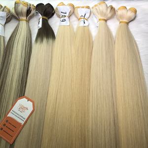 Extensions de cheveux vierges Remy européennes de haute qualité cheveux vietnamiens à trame blonde alignés sur les cuticules avec couleurs vives - Product Image 5