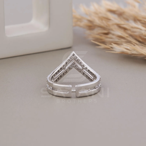 Bague Chevron Double V en Argent Sterling 925 pour Femme, Minimaliste, Empilable, Bande de Pouce, Logo Personnalisé - Product Image 5