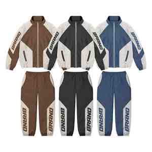 Conjunto Deportivo Personalizado para Hombre de Dos Piezas, Chaqueta Cortavientos y Pantalones, Sudadera, Traje Deportivo de Nailon Grueso con Cremallera, Poliéster, Diseño Sólido, Traje de Invierno - Product Image 5