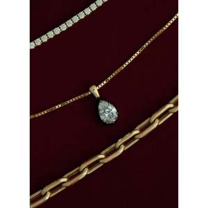 Clara 14k <b>Solid</b> <b>Gold</b> Black Rhodium Diamond <b>Pendant</b> with Pear Shaped Charm for Women's Everyday Wear - Product Image 5