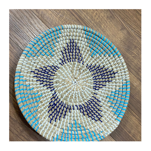 Vietnam Handmade Seagrass Plate <b>Basket</b> Wall Hanging Decor Rustic Eco-Friendly Accent Woven with Bamboo Rattan Wicker Boho Style - Product Image 4
