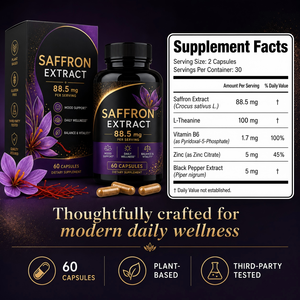 Advanced <strong>Saffron</strong> Extract Formula 60 Count Capsules for Calm &amp; Vitality Vegan Friendly Dietary Supplement Private Label - Product Image 6