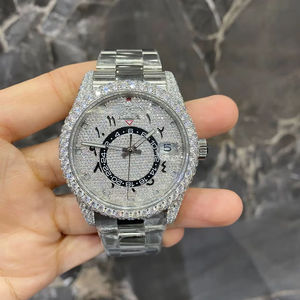 Mouvement à quartz en acier inoxydable de style professionnel de qualité de luxe Moissanite Diamond Craftd Watch Moissanite Diamond pour unisexe. - Product Image 1