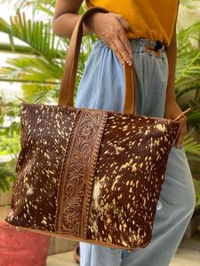 New Arrival Hand Tooled Carving <b>Handbag</b> Tote Bag Real Metallic Fur Leather Bag Big Size Bags Great Collection of Ladies Purses - Product Image 6