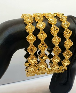 Dubai 24KT <b>Gold</b> <b>Plated</b> Women's 4pcs High-Grade <b>Bangles</b> Set Popular Budget-Friendly 2 GRM Accessory Fashionable <b>Bangles</b> - Product Image 2