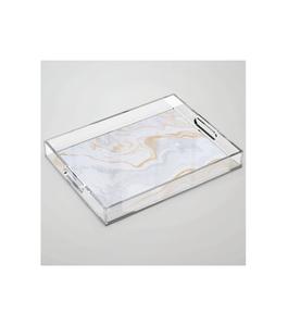 Plateau acrylique en marbre blanc et doré de conception unique plateau acrylique de meilleure qualité à bon prix auprès des fabricants et des exportateurs - Product Image 1