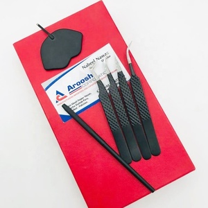 High Quality Black Matte Stainless Steel Diamond Eyelash Extension Tweezers Set with Custom Logo Lip <b>Mirror</b> <b>Box</b> Packing - Product Image 6