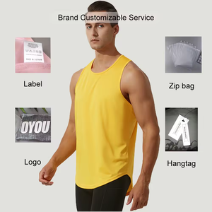 Men's Custom Sleeveless <b>Workout</b> <b>Tank</b> <b>Top</b> Quick Dry Fitness Shirt with Logo Print Option - Product Image 2