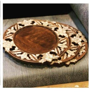 Plateau de chocolat Ramadan unique fait à la main forme ovale décorative finition en bois nacre incrustation Offre Spéciale Dates bonbons support plaque - Product Image 5