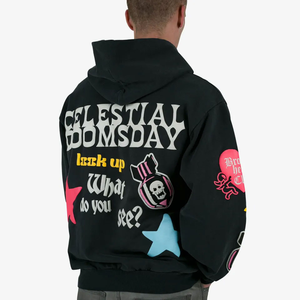 Sweat à capuche décontracté en polaire imprimé personnalisé, brodé, chaud pour l'hiver, poche avant, tissu en coton doux et polyester, coupe ample épaisse, long - Product Image 3