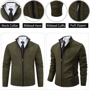 Suéter de punto de lana gruesa de algodón 100% de alta calidad Unisex estilo cárdigan con cremallera y logotipo bordado de chenilla personalizado para amantes - Product Image 4