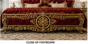 Juego de Dormitorio de Madera Maciza Tallada en Dorado y Terciopelo Rojo de Alta Gama, Diseño Maharaja, para Interiores de Lujo - Product Image 5