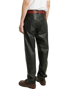 2024 printemps automne hommes véritable peau de mouton cuir pantalons de survêtement noir haut pantalons décontractés léger toile personnalisable mode - Product Image 3
