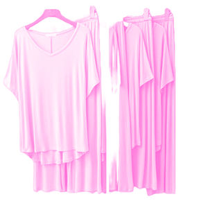 Ensemble de pyjamas en coton spandex pour femmes, haut à col en V, coupe ample, vêtements de nuit à col en V et peau extensible, pyjama féminin - Product Image 4