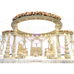 Mandap de Madera Clásico Moderno de Primera Calidad para Bodas Gujarati, Acabado Natural Indio, Ligero, Tallado, Fabricado en EE. UU. - Product Image 1