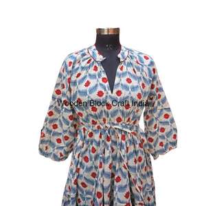 Élégant 100% coton Himanshi robe mi-longue pour les femmes à la main belle confortable été décontracté fête porter de l'Inde - Product Image 3