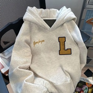 100% algodón patrón sólido Sudadera con capucha gris blanco para hombres mujeres estilo europeo americano Anti-Shrink tejido sudadera con estampado Digital - Product Image 3