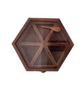 Antique Wooden <b>Spice</b> Storage Box Grid Kitchen Seasoning Storage Box Transparent Cover Seasoning Storage Top Selling <b>Product</b> - Product Image 4